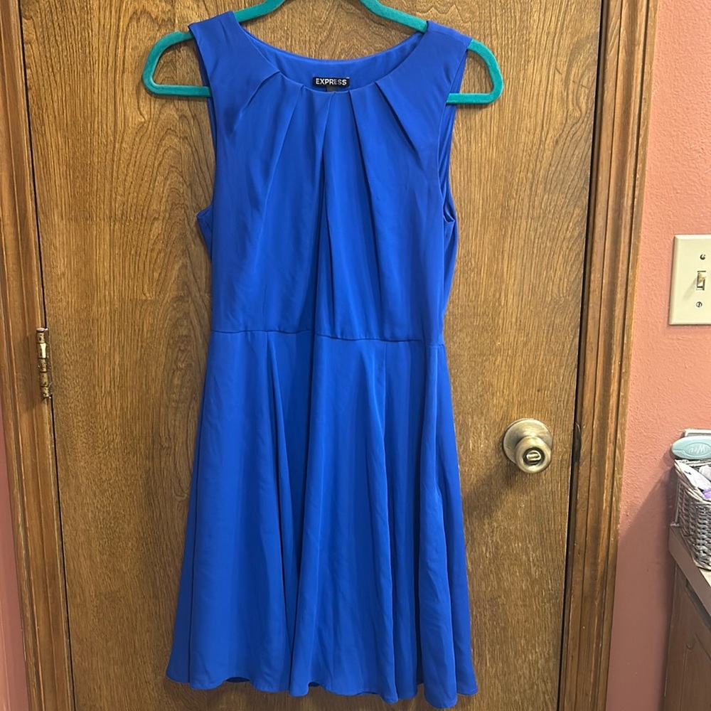 Blue mid length A-line dress